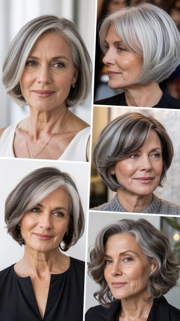 42 Soft and Elegant Bob Styles for Fine, Thin Hair After 50 33 Bob with Silver Tones