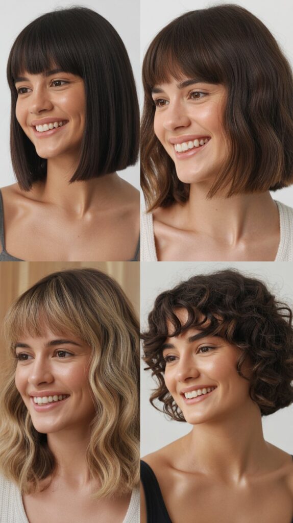 Classic Blunt Lob with Straight-Across Bangs