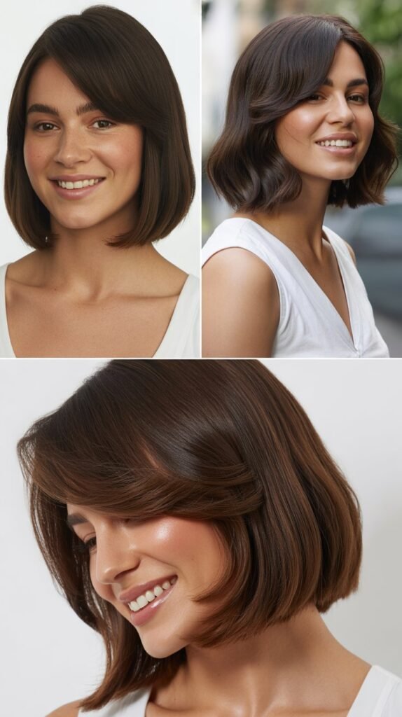 Blunt Long Bob with Feathered Bangs