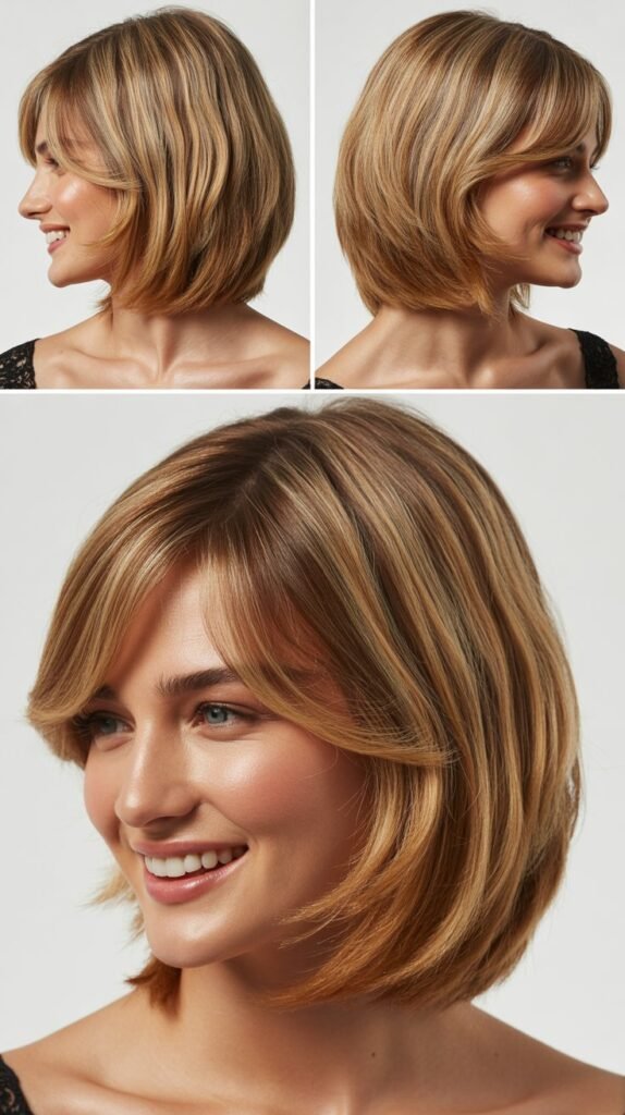 Layered Long Bob with Side-Swept Bangs