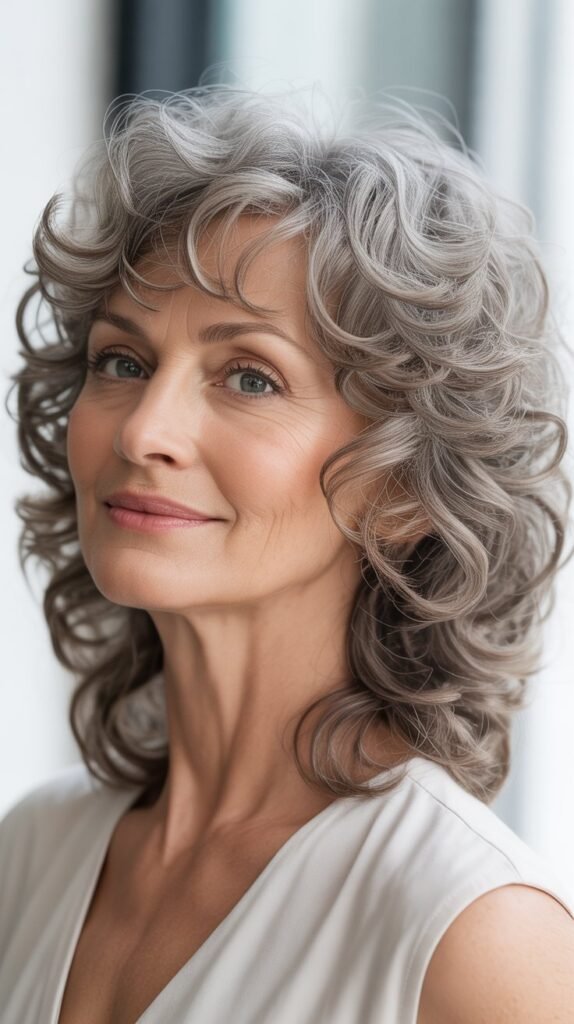 Wispy Curly Bangs with Layers