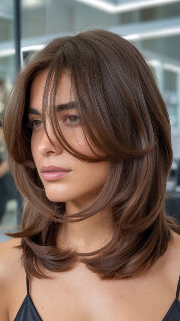 Classic Layered Lob With Curtain Bangs