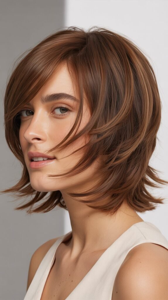 Textured Shaggy Bob with Feathered Bangs