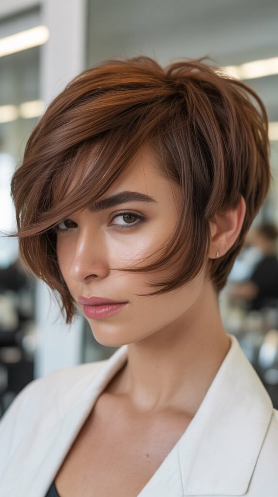 Asymmetrical Pixie With Side-Swept Bangs