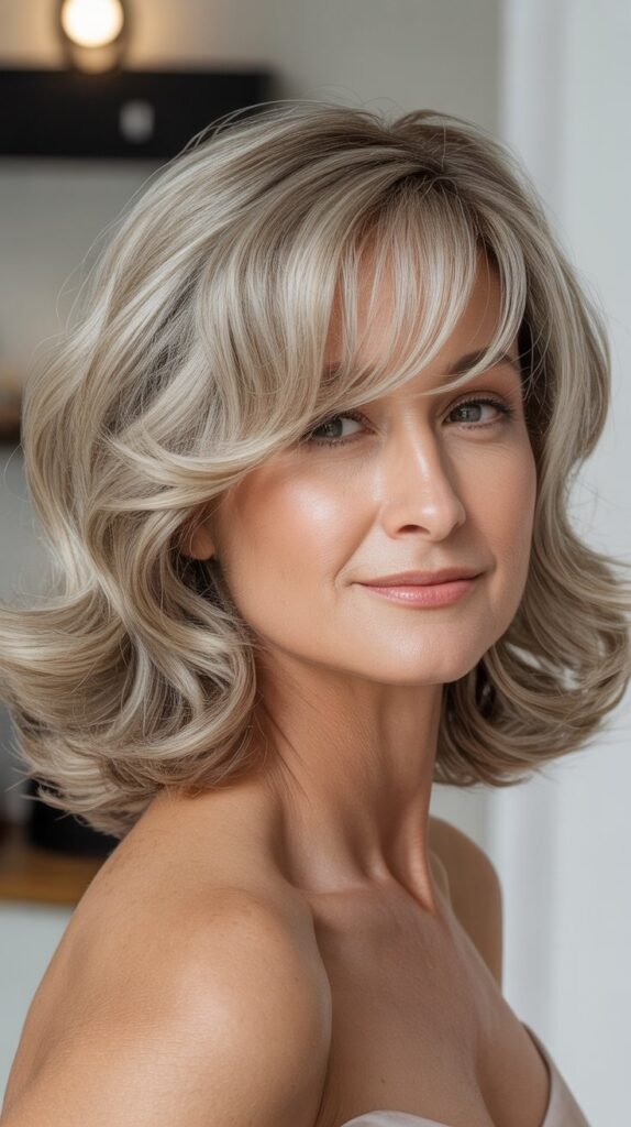 Soft Wispy Bangs with Chin-Length Waves