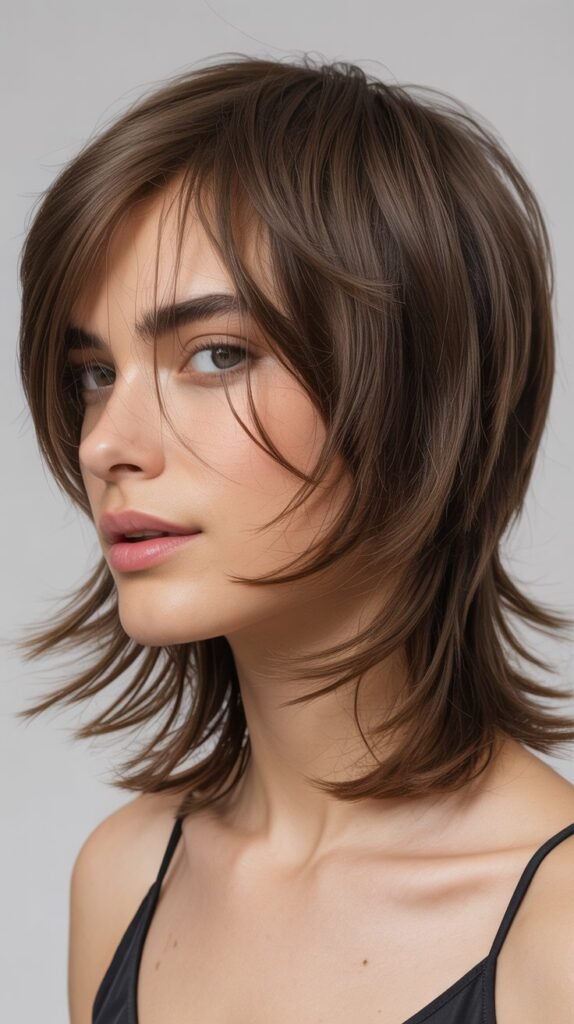 Shaggy Collarbone Cut with See-Through Bangs