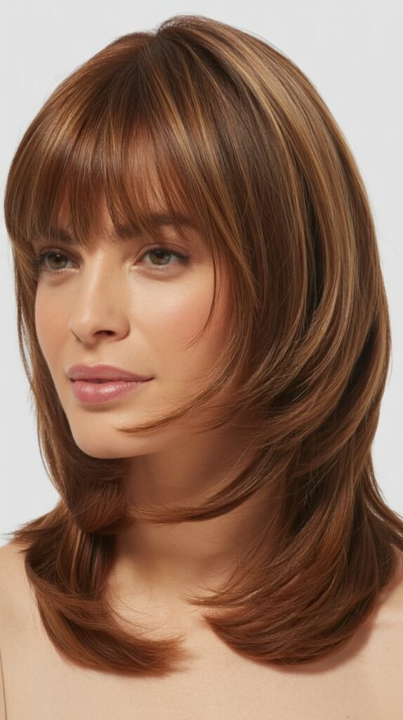 Medium Length With Razored Bangs And Layers