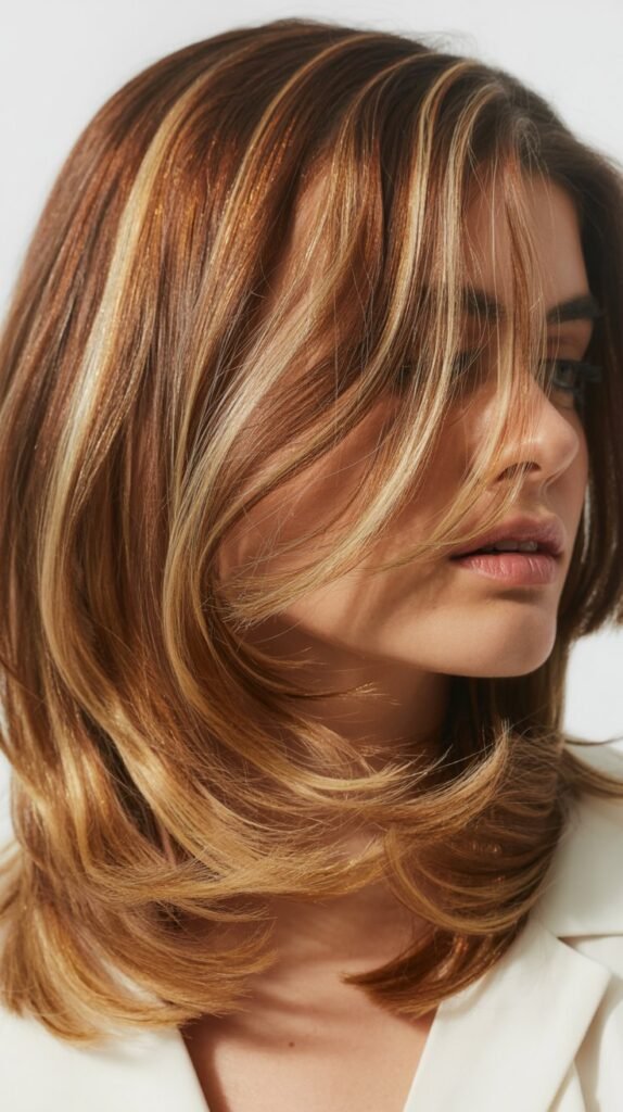 Layered Hair with Ribbon Highlights