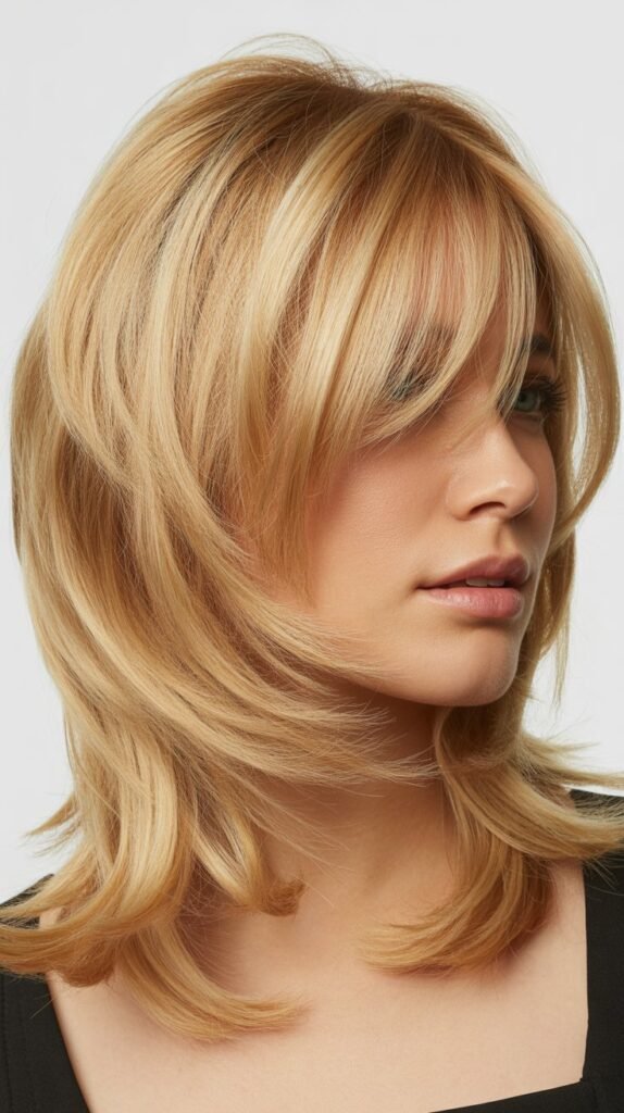 Shaggy Layers with Curtain Bangs