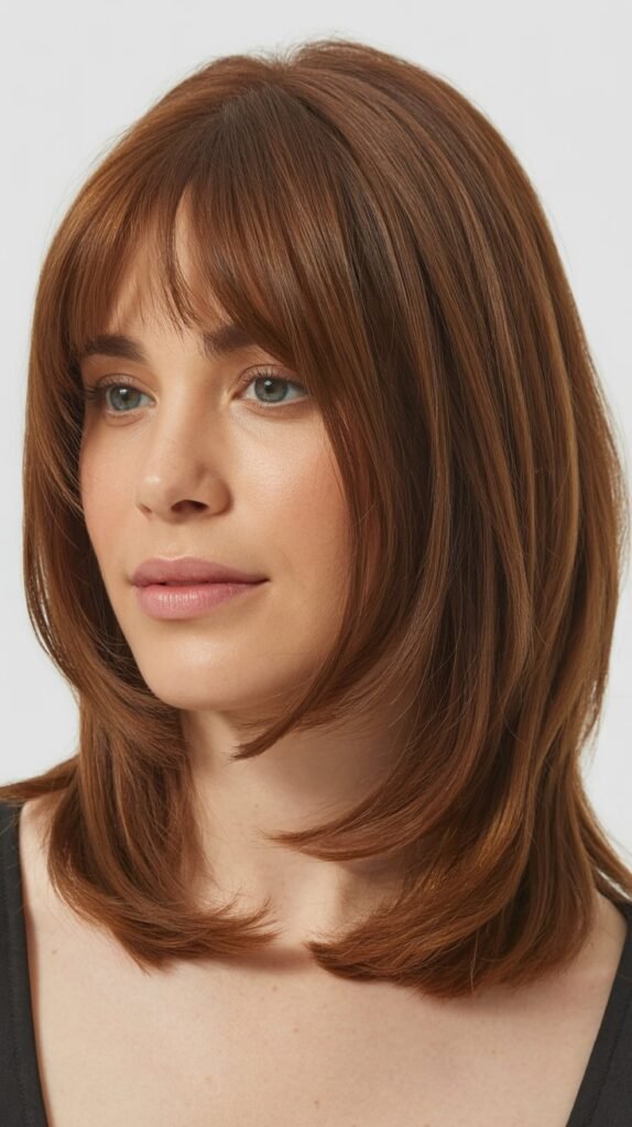 Curtain Bangs with Layered Lob