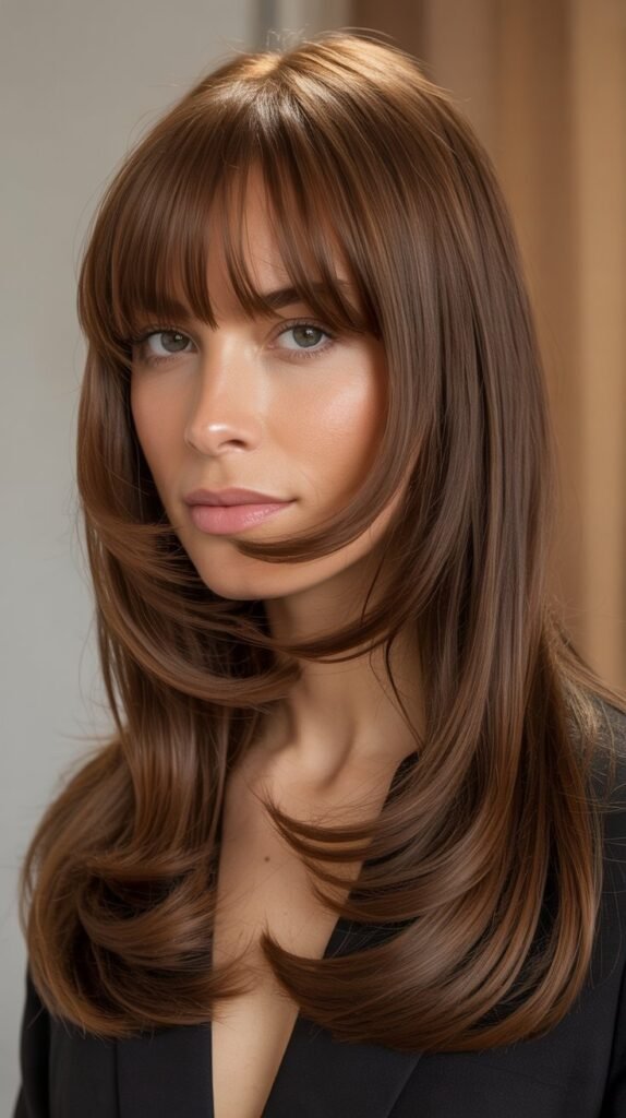 Curtain Bangs with Long Layers