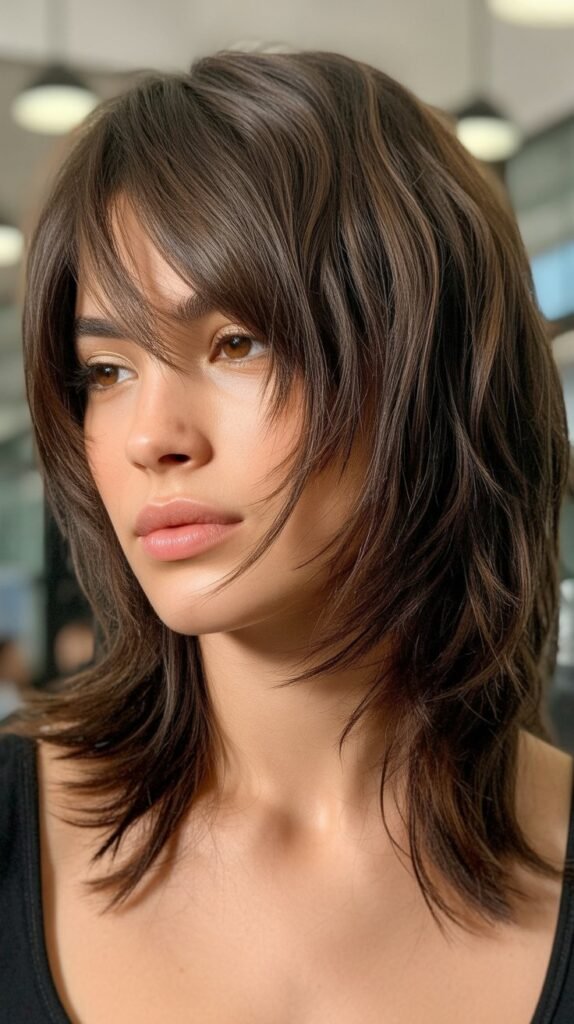 Piecey Side Bangs with Textured Midi