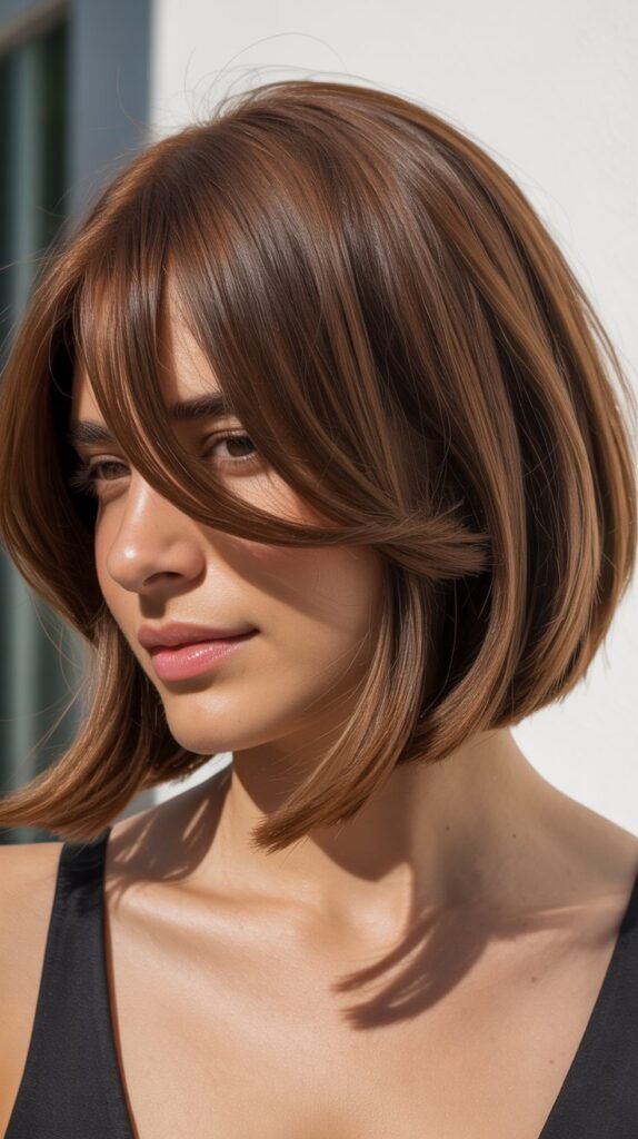 Side-Swept Bangs with Angled Bob