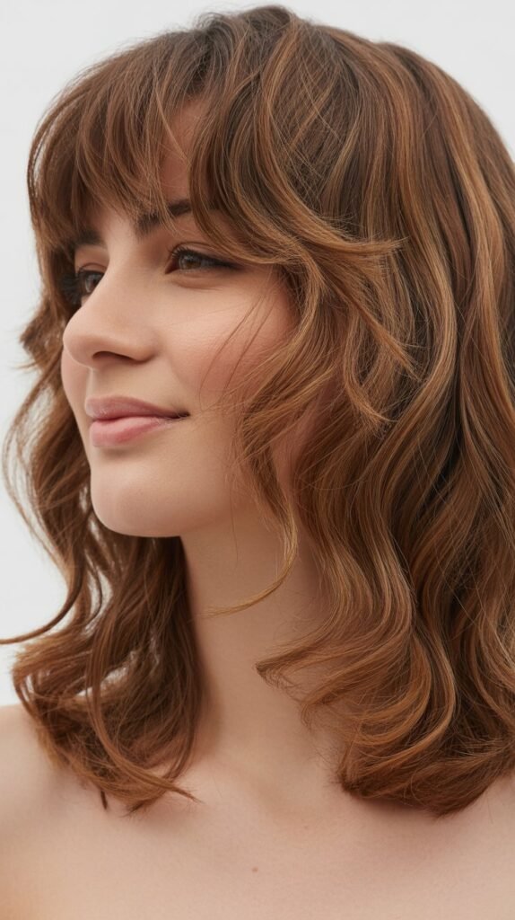 Tousled Collarbone Waves with Wispy Fringe            