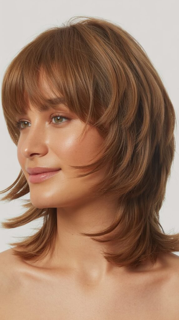 Choppy Curtain Bangs with Razor-Cut Layers