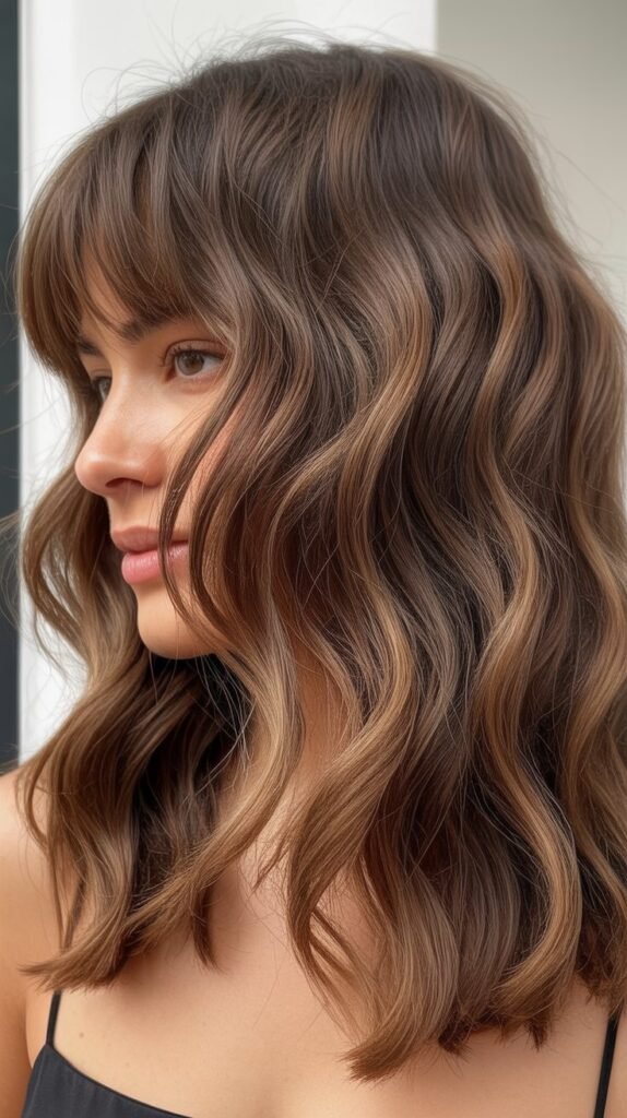 Choppy Curtain Bangs With Lived-In Waves