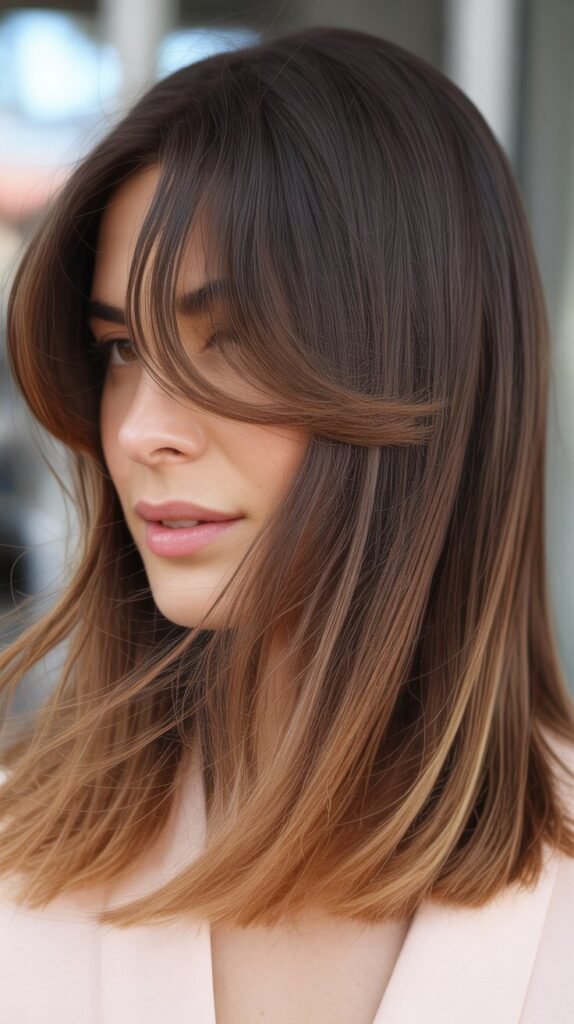 Ombre Medium Hair with Curtain Bangs