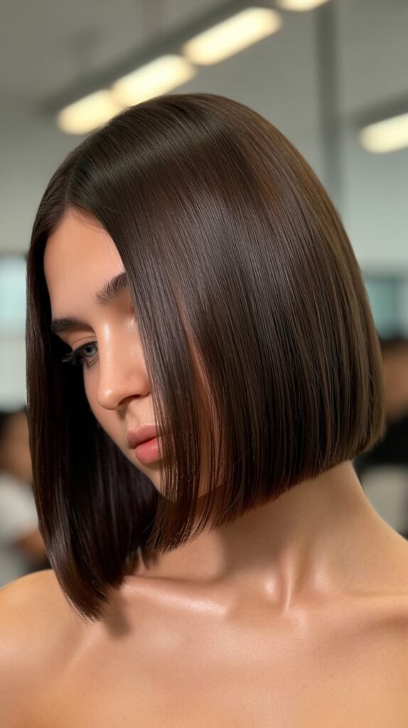 Sleek Long Bob with Tucked Behind Ears