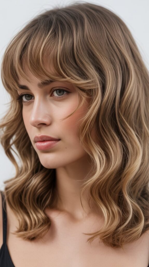 Collarbone-Length Waves With Piecey Bangs