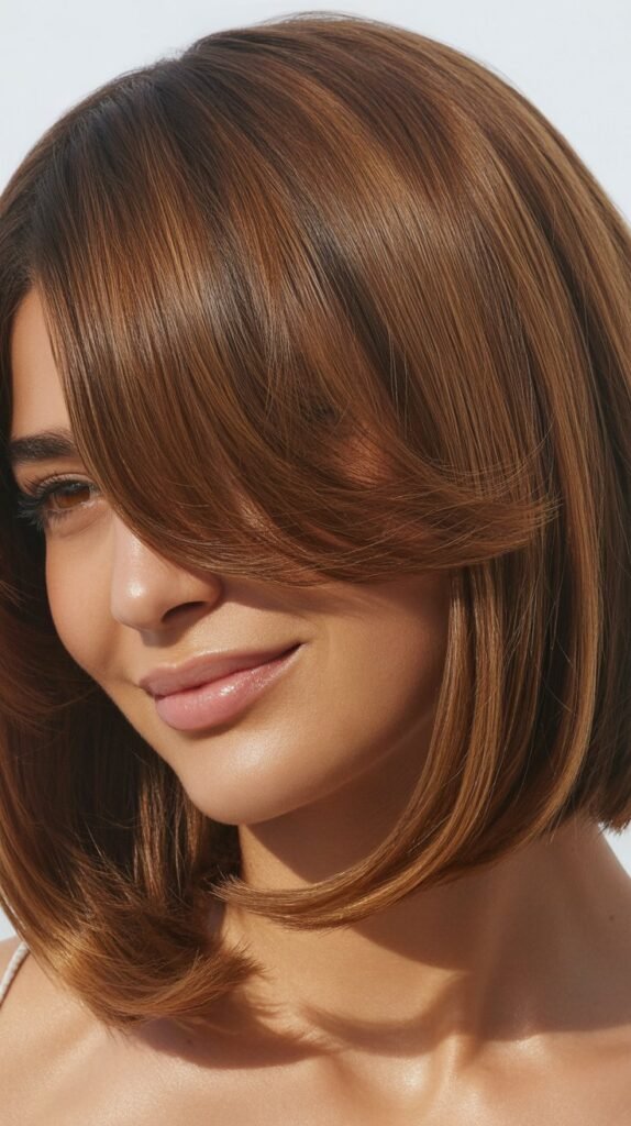 Rounded Bob with Curved Fringe