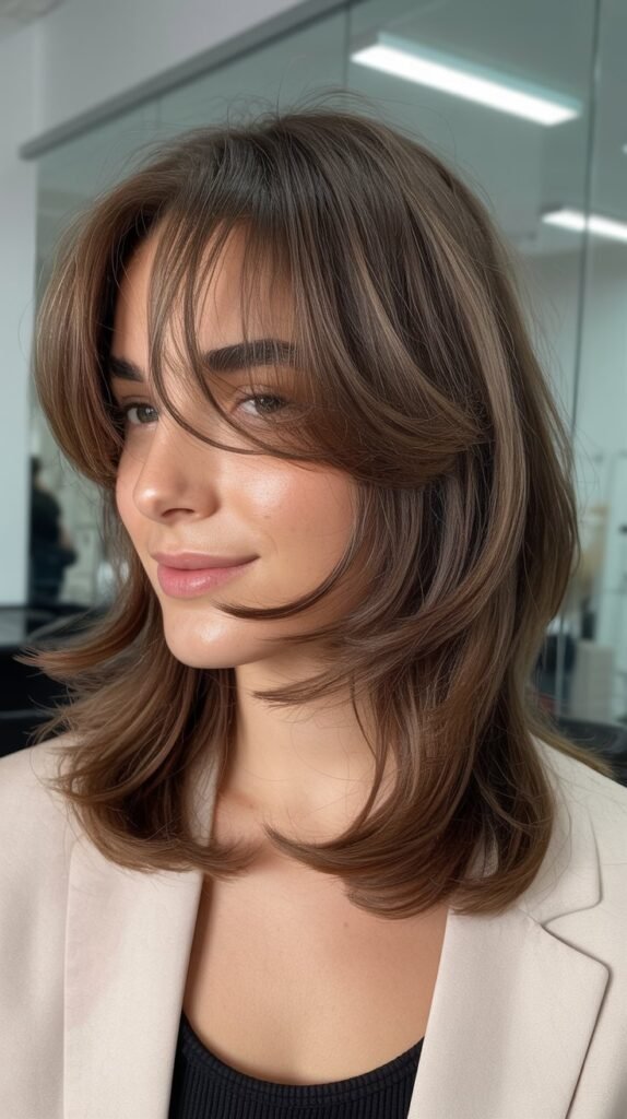 Wispy Curtain Bangs with Feathered Ends