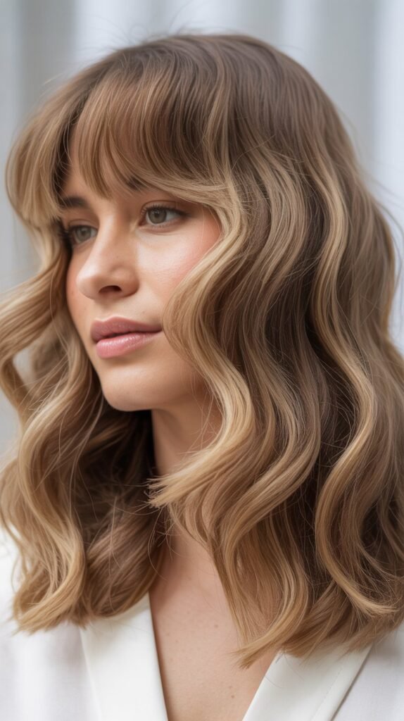 Blended Curtain Bangs With Natural Waves