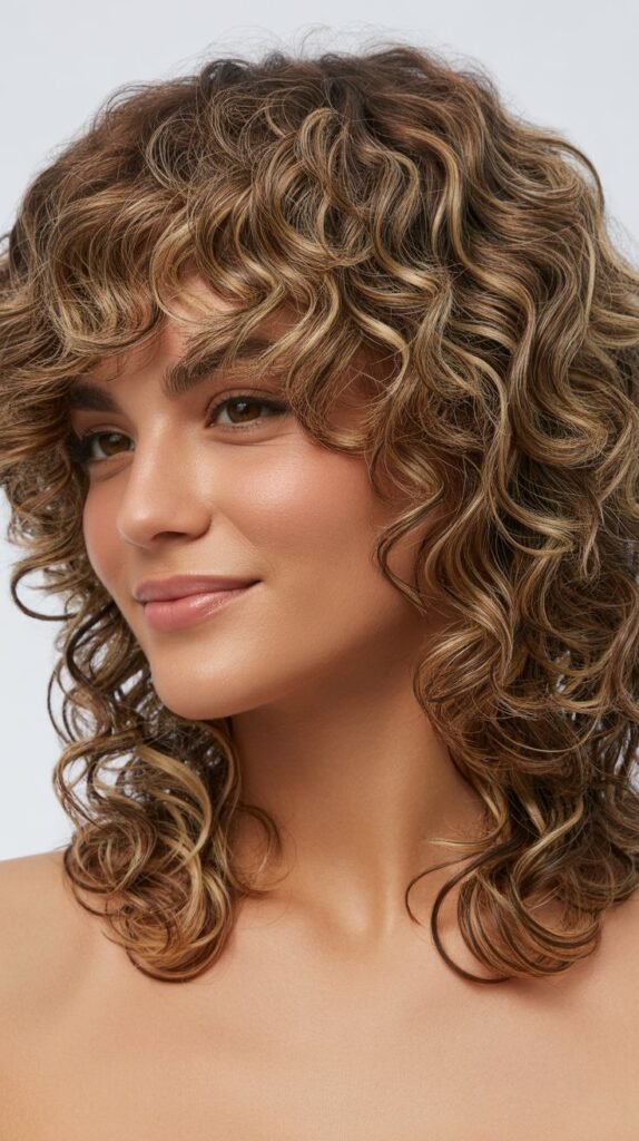 Layered Curls with Micro Bangs