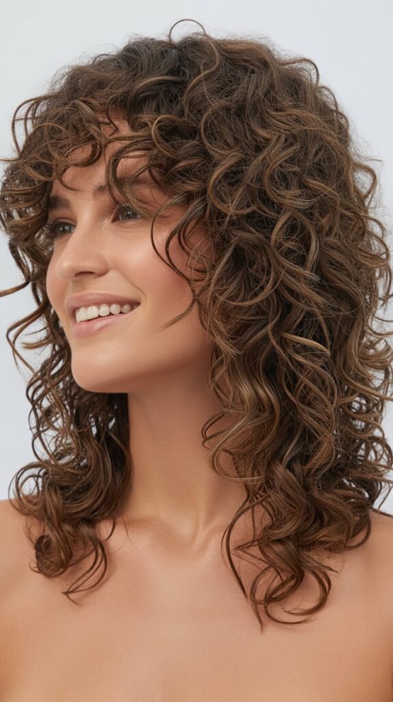 Layered Curls with Money Pieces