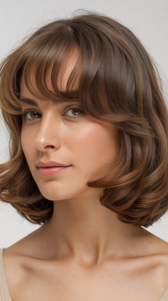 Soft Arched Bangs with Collarbone Bob