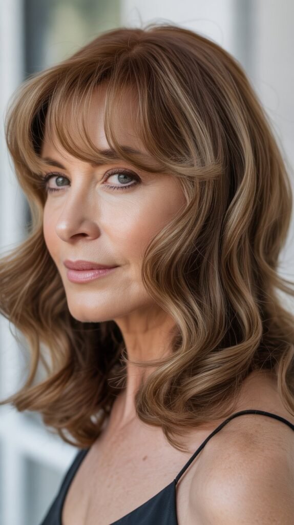 Brow-Grazing Bangs with Beach Waves