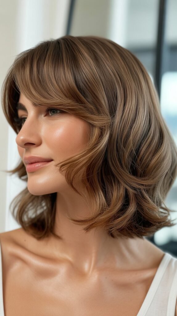Tousled Lob with Feathered Bangs