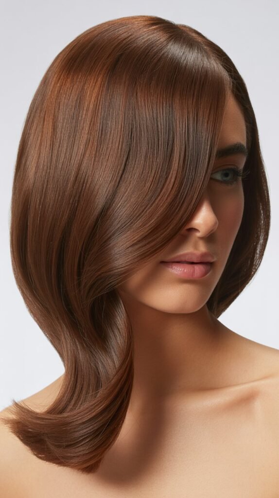 Deep Side Part Lob with Long Side Bangs