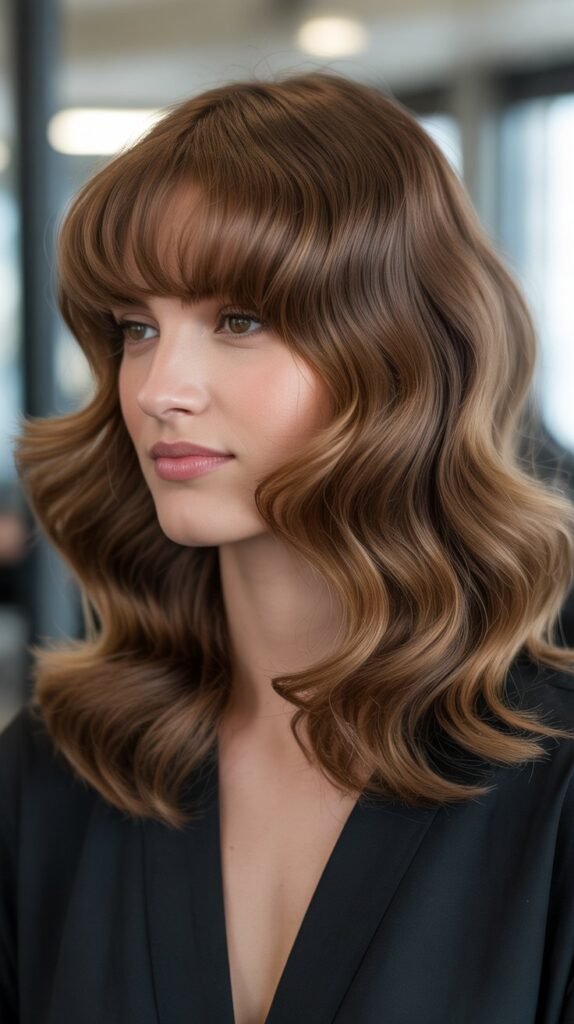 Wavy Collarbone Cut with Bottleneck Bangs