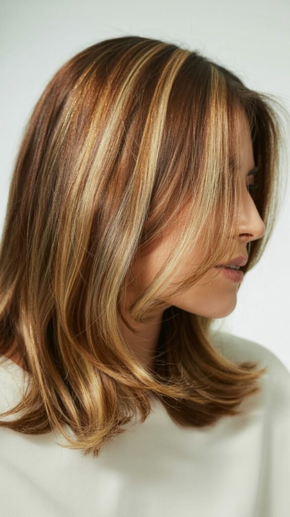 Layered Hair with Blonde Highlights