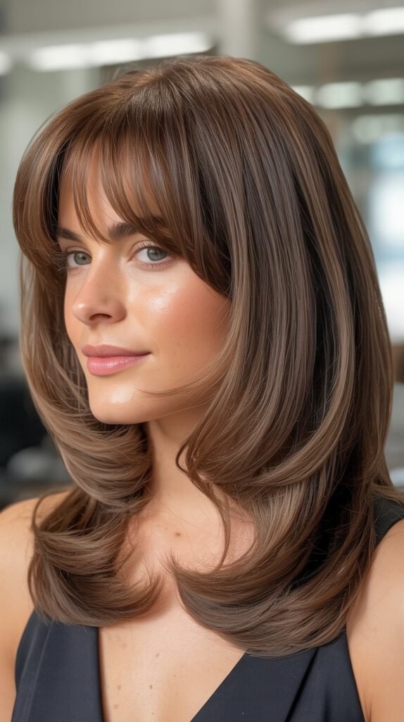 Shoulder-Length Cut with Arched Bangs