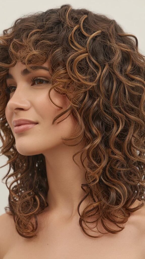 Layered Curls with Blunt Perimeter