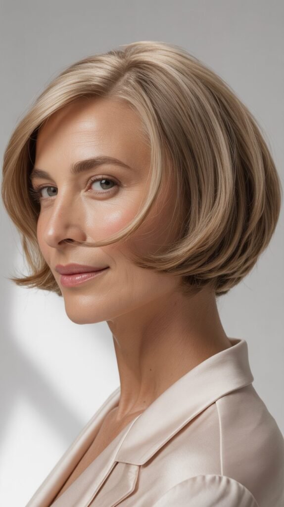 Rounded Bob with Tucked-Behind-Ear Styling