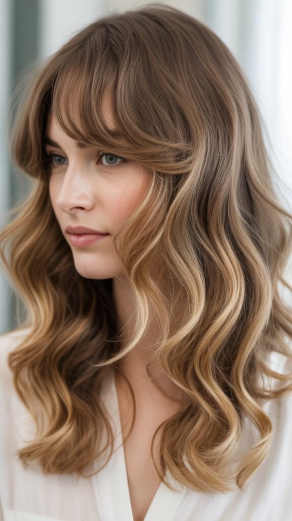 Micro-Layered Bangs With Flowing Waves