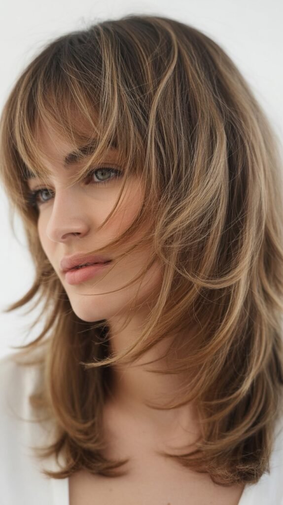 Textured Shag with Curtain Bangs