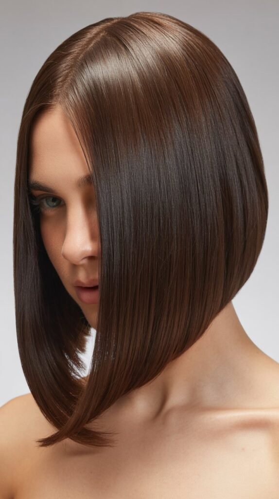 Sleek Lob with Deep Side Part