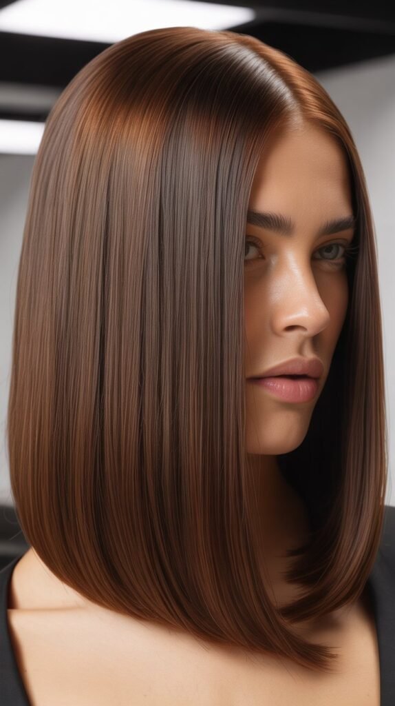 Sleek Middle-Parted Long Bob