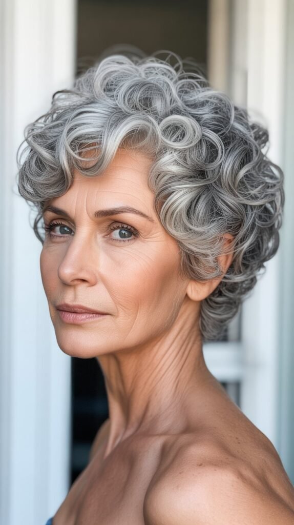 Natural Silver Curly Pixie