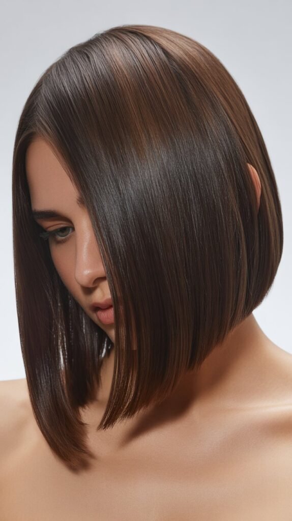 Sleek Long Bob with Deep Side Part