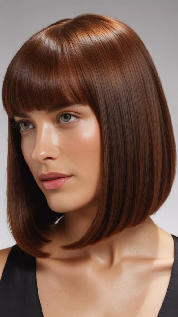 Blunt Fringe with Sleek Lob