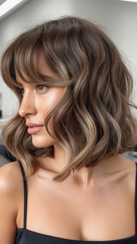 Textured Lob with Bardot Bangs