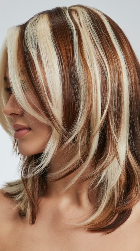 Layered Hair with Platinum Highlights