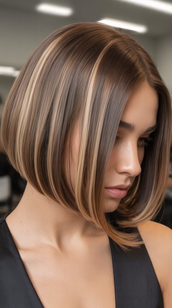 Sleek French Bob with Highlights and Lowlights