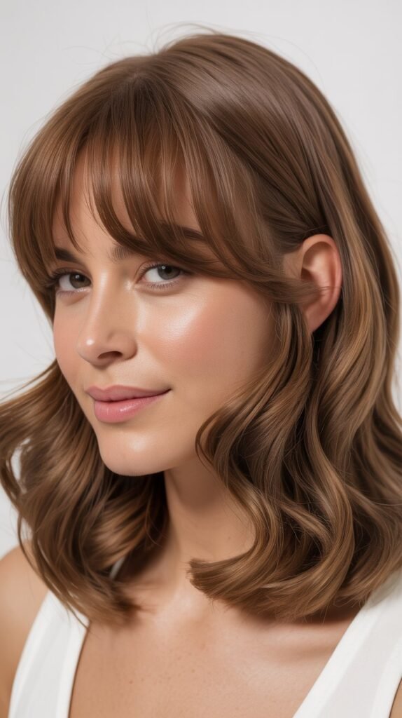 Curtain Bangs with Collarbone-Length Hair