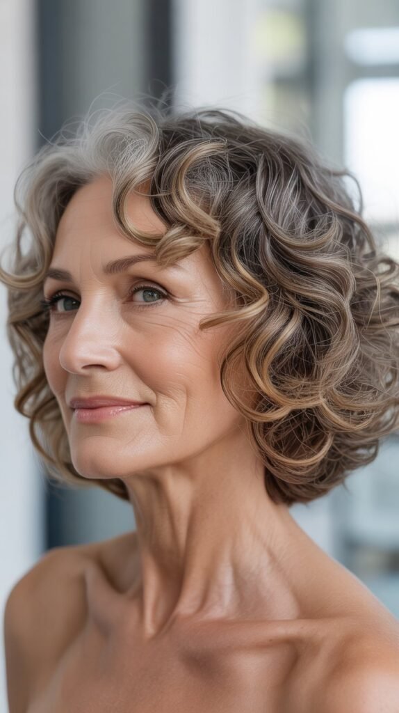 Curly Bob with Highlights