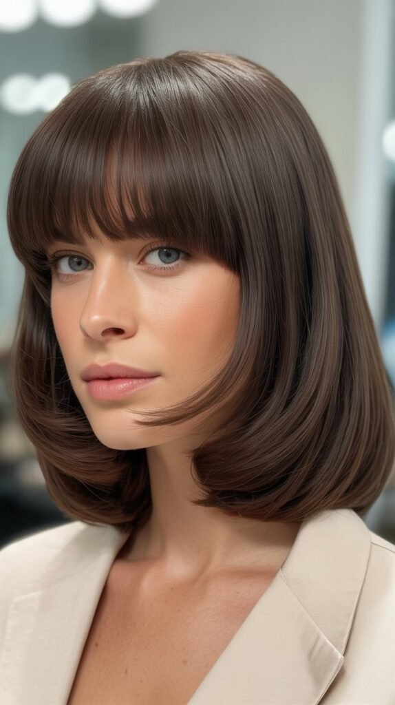 Soft A-Line Bob With Blunt Bangs